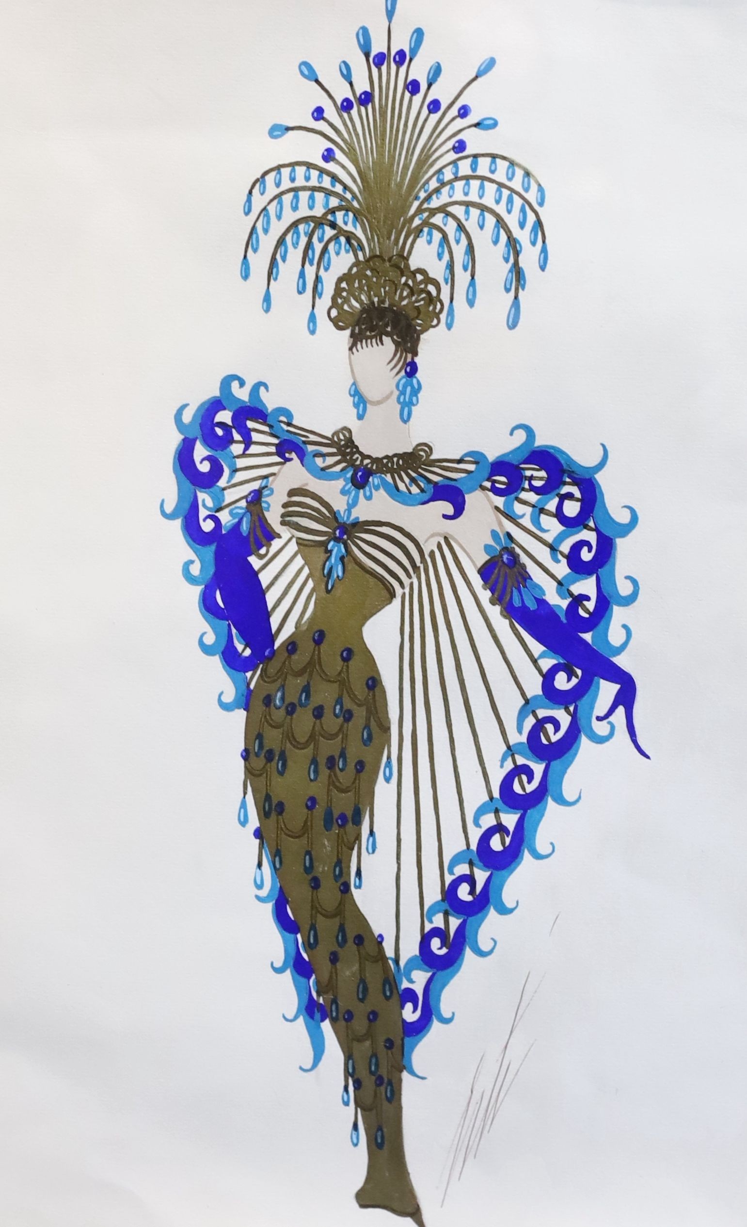 Romain De Tirtoff Erté (1892-1990), Two costume designs for dancers, gouache, silver and gold ink, 35 x 24.5cm